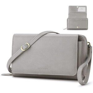 Women’s 05-grey Leather Imported Zipper Purses Crossbody Bag
